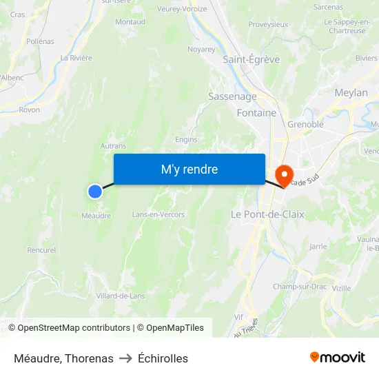 Méaudre, Thorenas to Échirolles map