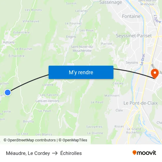 Méaudre, Le Cordey to Échirolles map