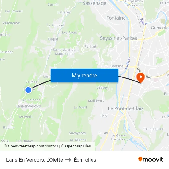 Lans-En-Vercors, L'Olette to Échirolles map