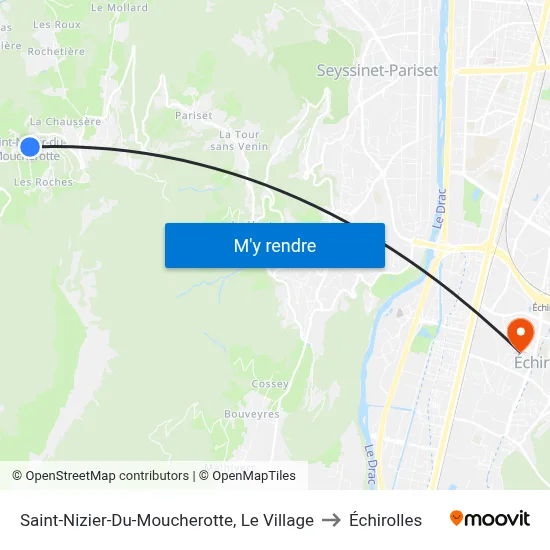 Saint-Nizier-Du-Moucherotte, Le Village to Échirolles map
