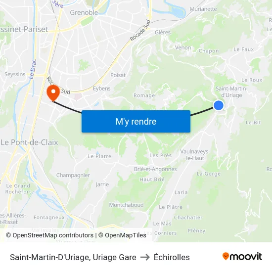 Saint-Martin-D'Uriage, Uriage Gare to Échirolles map
