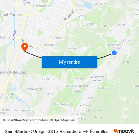 Saint-Martin-D'Uriage, GS La Richardiere to Échirolles map