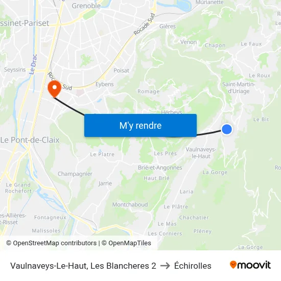 Vaulnaveys-Le-Haut, Les Blancheres 2 to Échirolles map