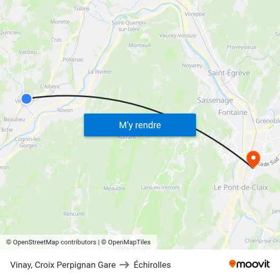 Vinay, Croix Perpignan Gare to Échirolles map