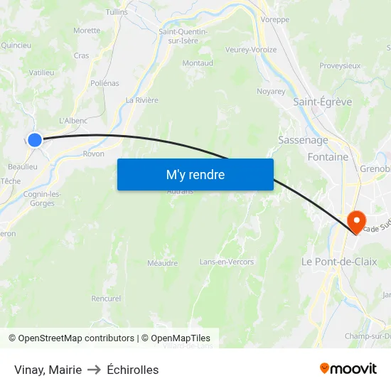 Vinay, Mairie to Échirolles map