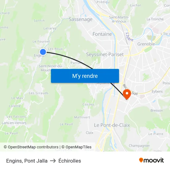 Engins, Pont Jalla to Échirolles map