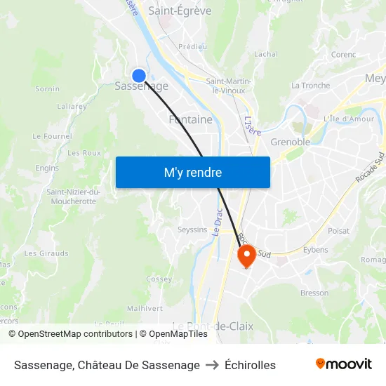 Sassenage, Château De Sassenage to Échirolles map