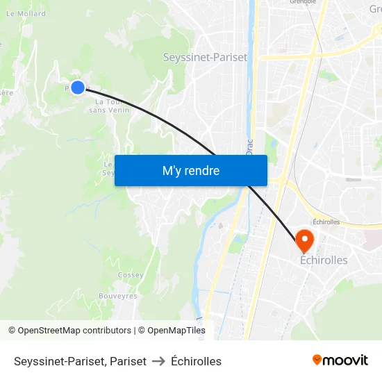 Seyssinet-Pariset, Pariset to Échirolles map