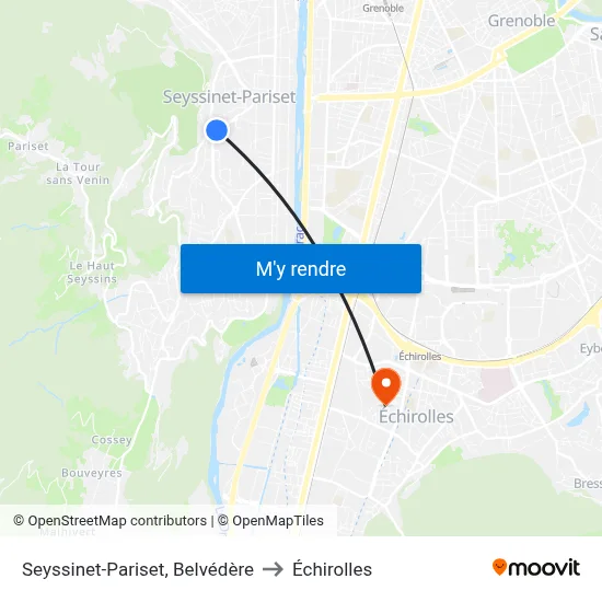 Seyssinet-Pariset, Belvédère to Échirolles map