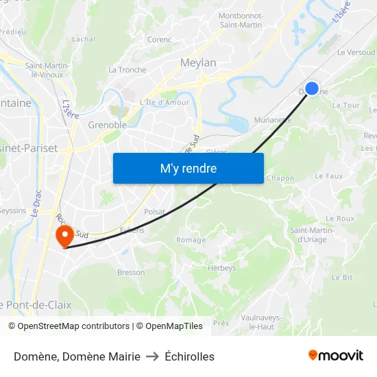 Domène, Domène Mairie to Échirolles map