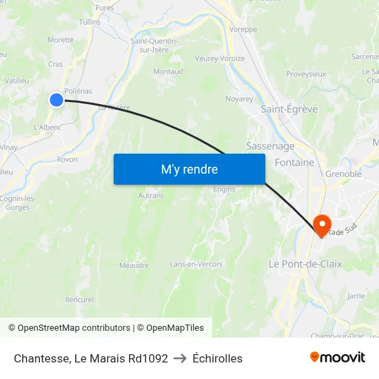 Chantesse, Le Marais Rd1092 to Échirolles map