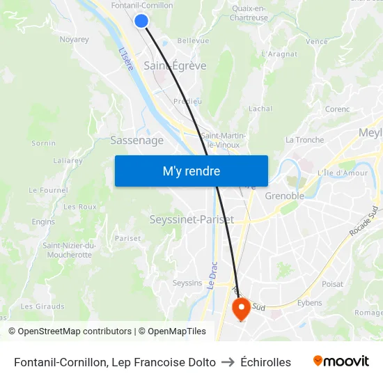 Fontanil-Cornillon, Lep Francoise Dolto to Échirolles map