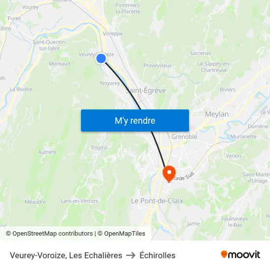 Veurey-Voroize, Les Echalières to Échirolles map