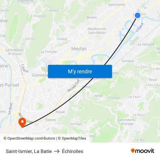 Saint-Ismier, La Batie to Échirolles map