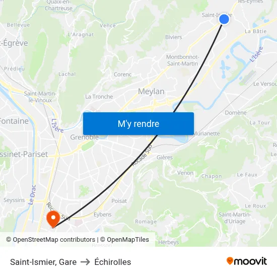 Saint-Ismier, Gare to Échirolles map