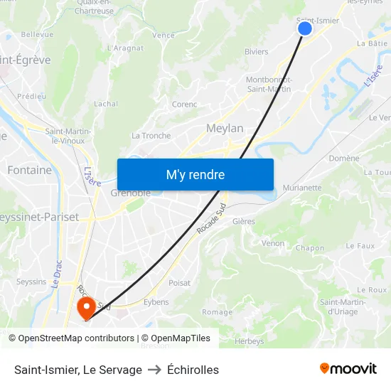 Saint-Ismier, Le Servage to Échirolles map