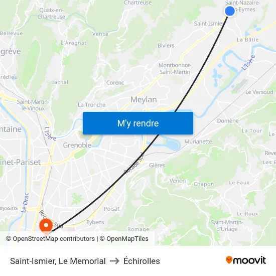 Saint-Ismier, Le Memorial to Échirolles map