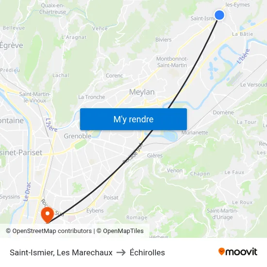 Saint-Ismier, Les Marechaux to Échirolles map