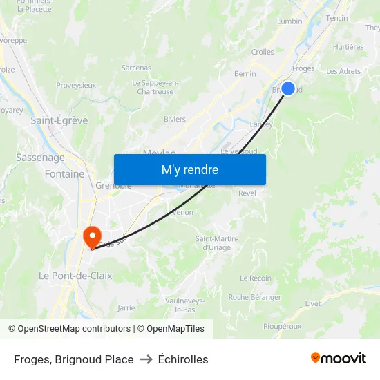 Froges, Brignoud Place to Échirolles map