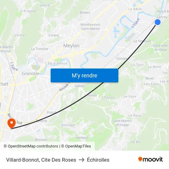 Villard-Bonnot, Cite Des Roses to Échirolles map