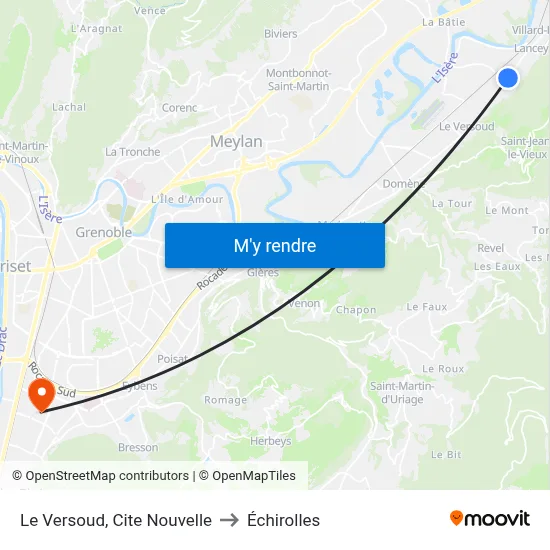 Le Versoud, Cite Nouvelle to Échirolles map
