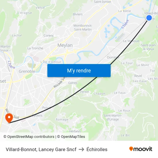 Villard-Bonnot, Lancey Gare Sncf to Échirolles map
