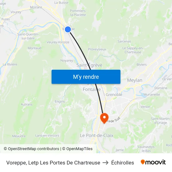 Voreppe, Letp Les Portes De Chartreuse to Échirolles map