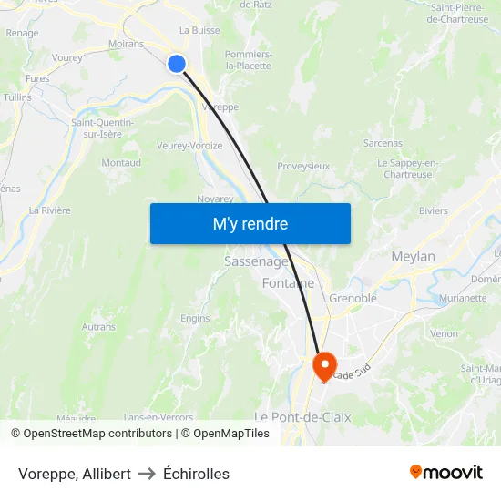 Voreppe, Allibert to Échirolles map