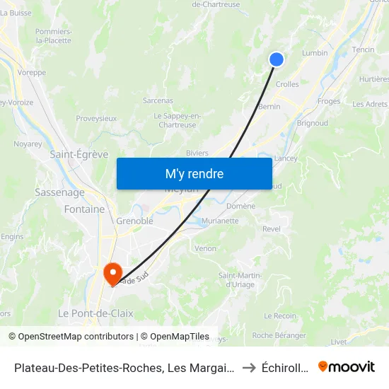 Plateau-Des-Petites-Roches, Les Margains to Échirolles map