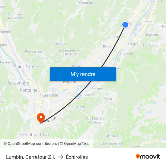 Lumbin, Carrefour Z.I. to Échirolles map
