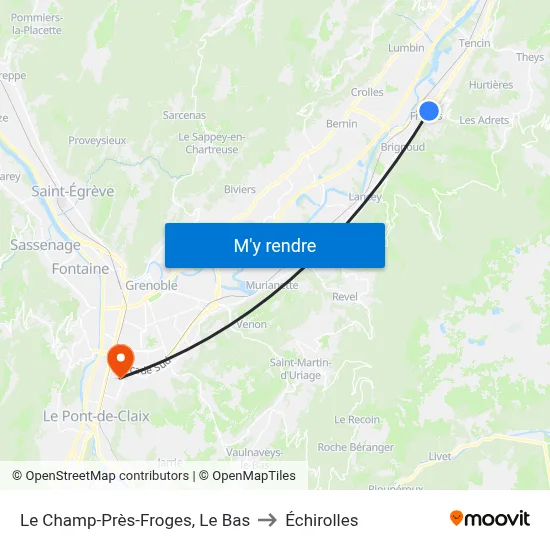 Le Champ-Près-Froges, Le Bas to Échirolles map