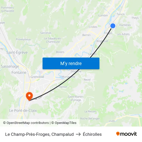 Le Champ-Près-Froges, Champalud to Échirolles map