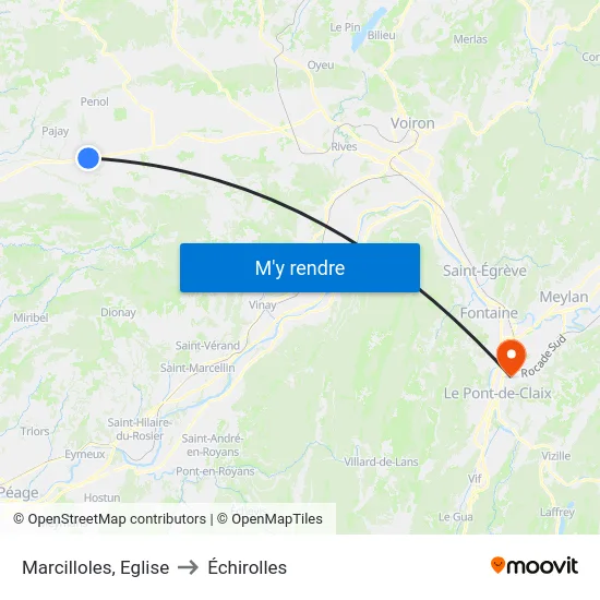 Marcilloles, Eglise to Échirolles map