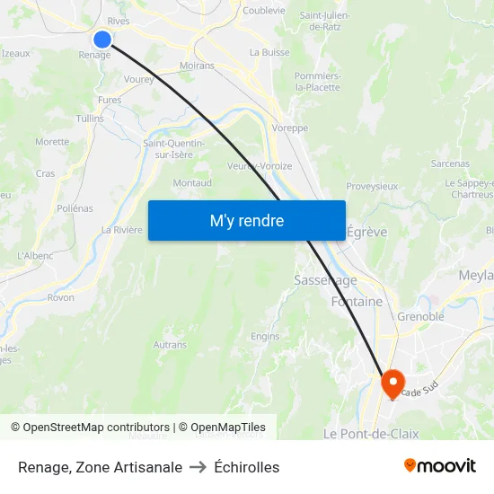 Renage, Zone Artisanale to Échirolles map