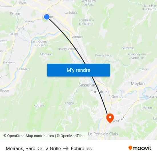 Moirans, Parc De La Grille to Échirolles map