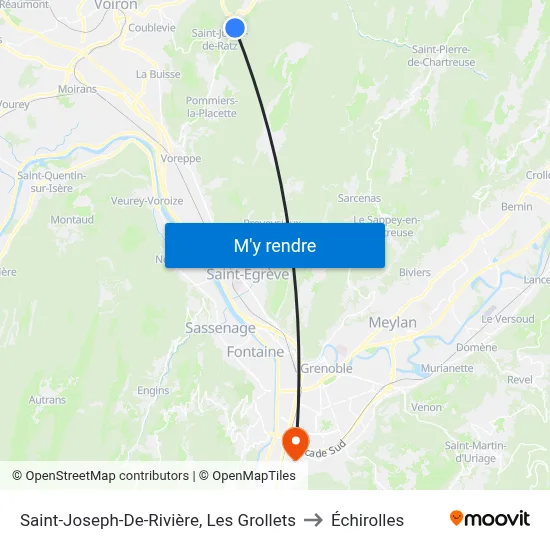Saint-Joseph-De-Rivière, Les Grollets to Échirolles map