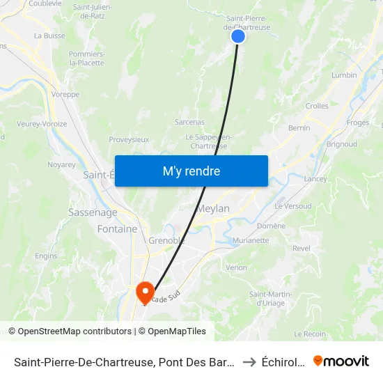 Saint-Pierre-De-Chartreuse, Pont Des Bargettes to Échirolles map
