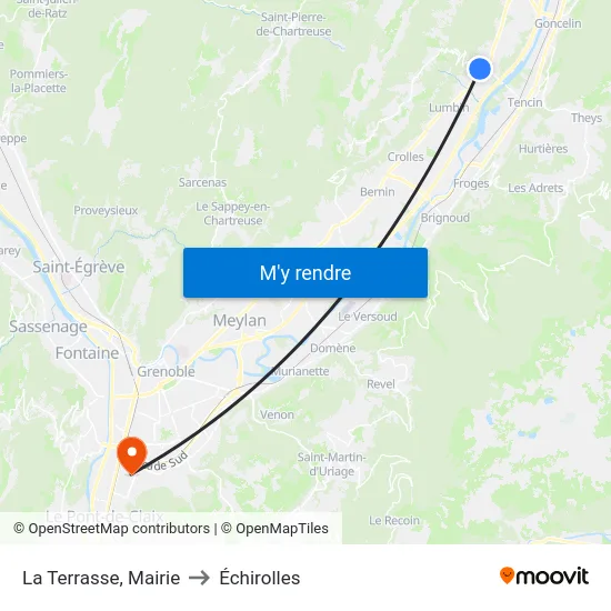 La Terrasse, Mairie to Échirolles map