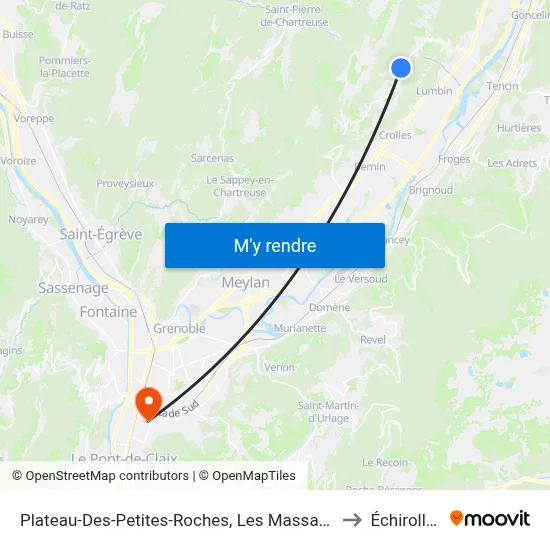 Plateau-Des-Petites-Roches, Les Massards to Échirolles map