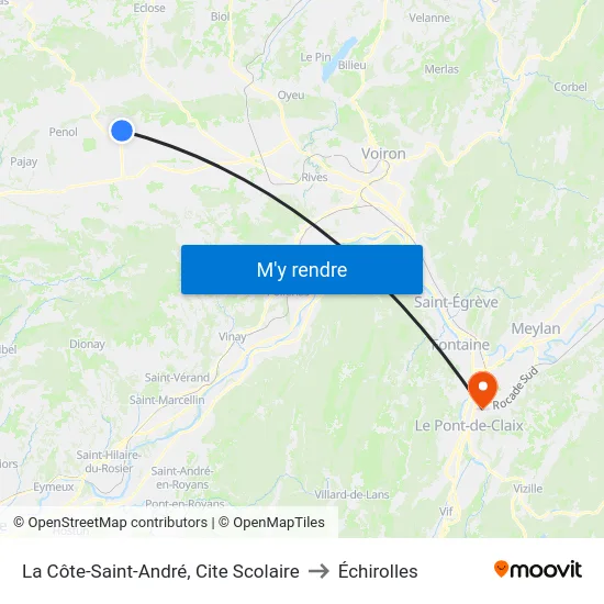 La Côte-Saint-André, Cite Scolaire to Échirolles map