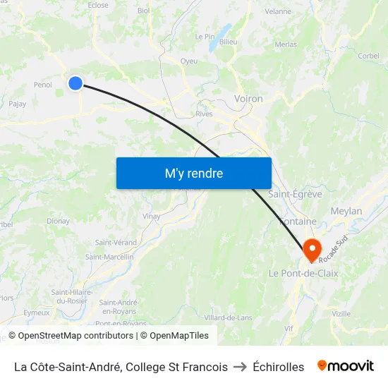 La Côte-Saint-André, College St Francois to Échirolles map