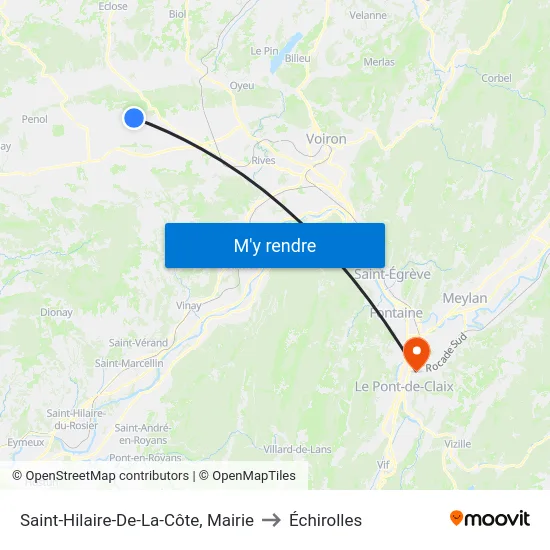 Saint-Hilaire-De-La-Côte, Mairie to Échirolles map