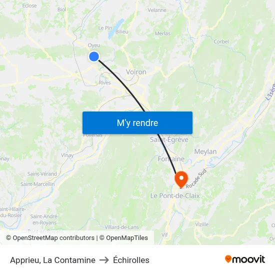 Apprieu, La Contamine to Échirolles map