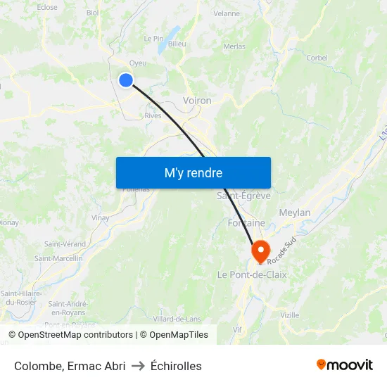 Colombe, Ermac Abri to Échirolles map
