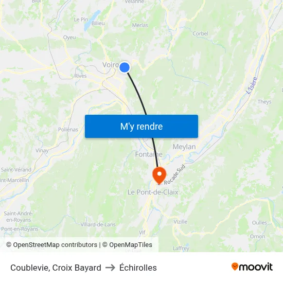 Coublevie, Croix Bayard to Échirolles map