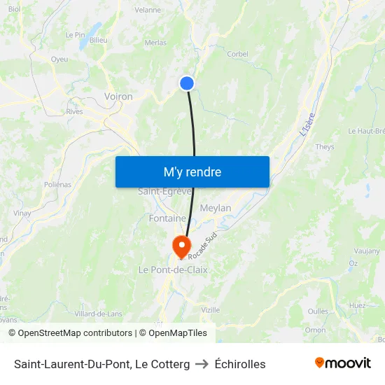 Saint-Laurent-Du-Pont, Le Cotterg to Échirolles map