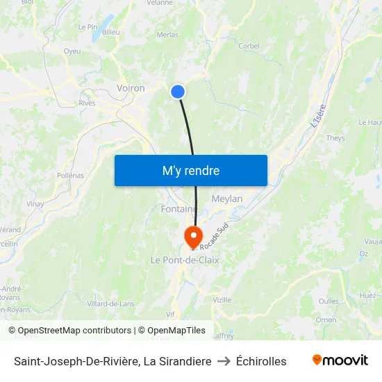 Saint-Joseph-De-Rivière, La Sirandiere to Échirolles map