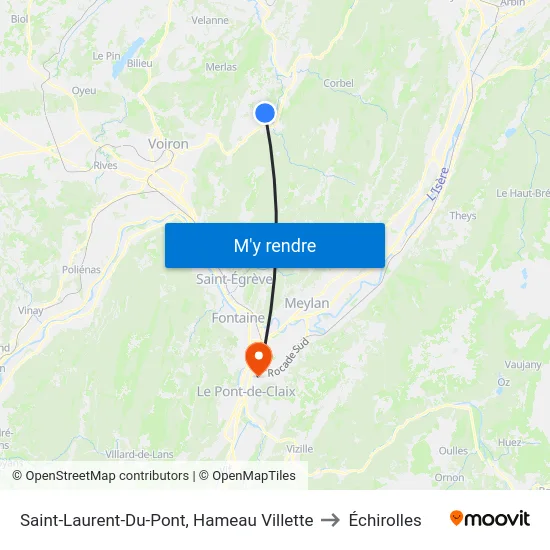 Saint-Laurent-Du-Pont, Hameau Villette to Échirolles map