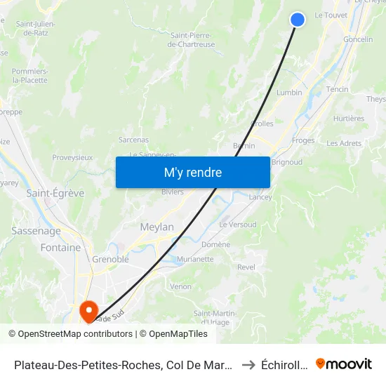 Plateau-Des-Petites-Roches, Col De Marcieu to Échirolles map