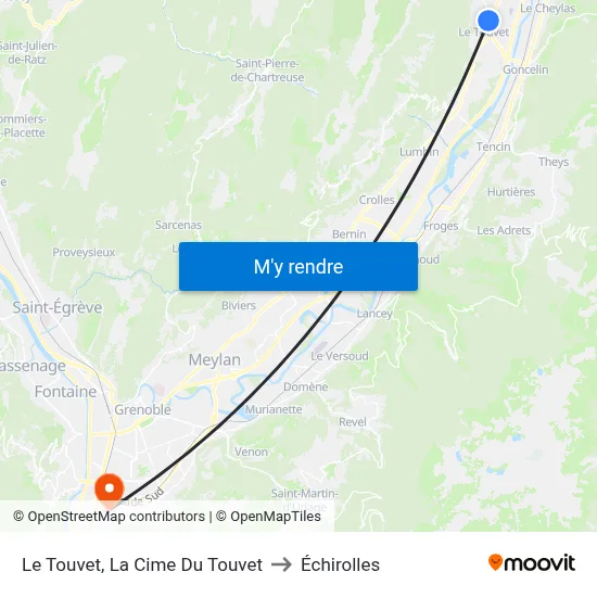 Le Touvet, La Cime Du Touvet to Échirolles map